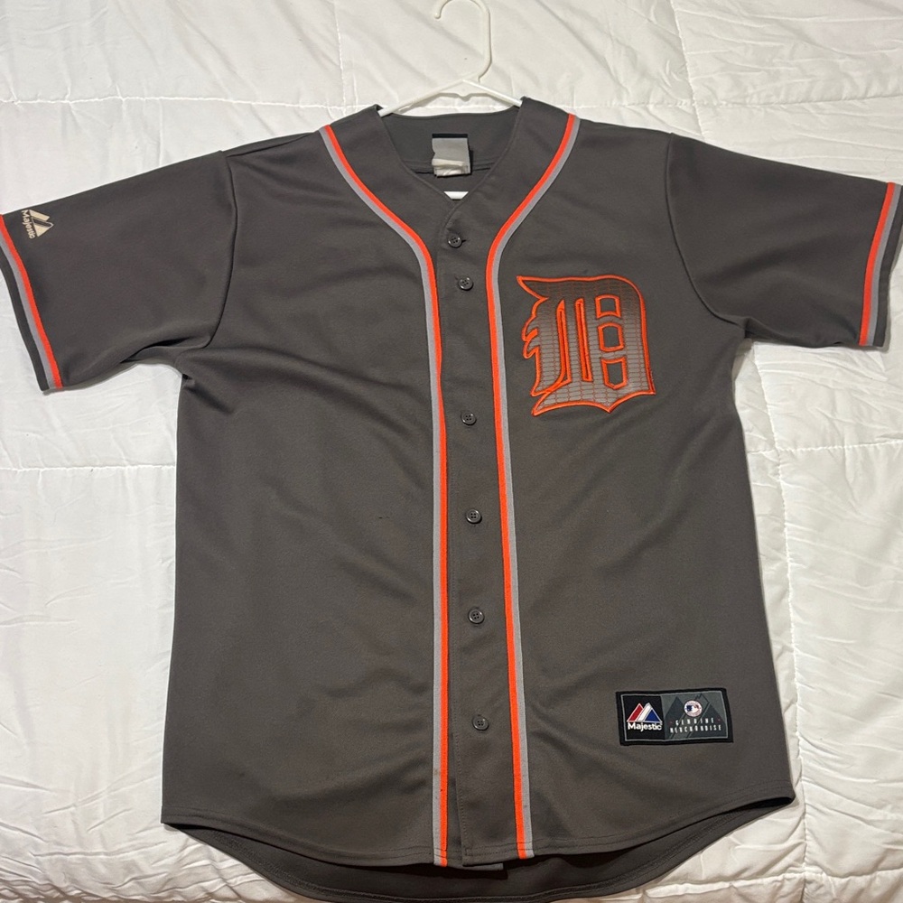 Majestic Gray and Orange Baseball Jersey